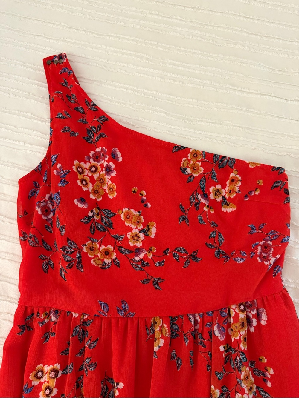 Xhilaration Red Floral One-Shoulder Dress
